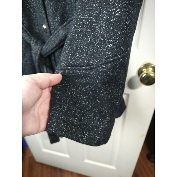 Liverpool Hooded Trench Mid  Belted Coat Woman XL Black Speckled Lined Pockets - Picture 9 of 16